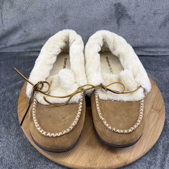 Tempur-Pedic Slippers Womens Size 10 Brown Moccasin Faux Fur Laurin TP6062-247 - Picture 3 of 11